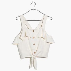 NWOT Madewell Cotton Ruffle Tie-Front
